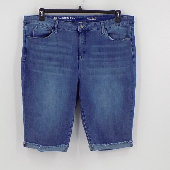 Laurie Felt Pants - Laurie Felt Bermuda Shorts Plus Size 22 W Daisy Denim Blue